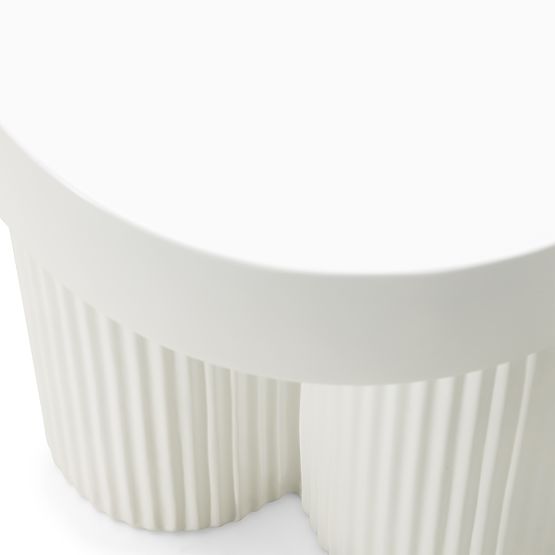 Salerno dohányzóasztal 45 cm, kerek, fehér, barázdált