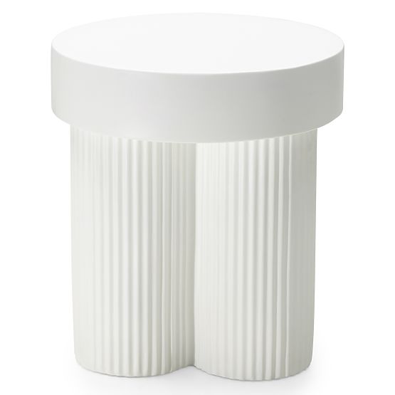 Salerno dohányzóasztal 45 cm, kerek, fehér, barázdált