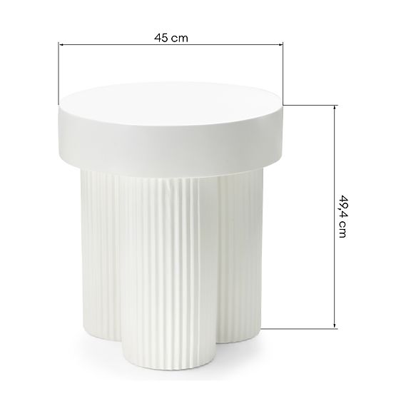 Salerno dohányzóasztal 45 cm, kerek, fehér, barázdált