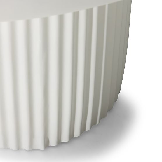 Salerno dohányzóasztal 70 cm, kerek, fehér, bordázott