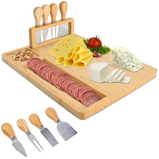 Salers sajtos és snack tálaló deszka evőeszközökkel