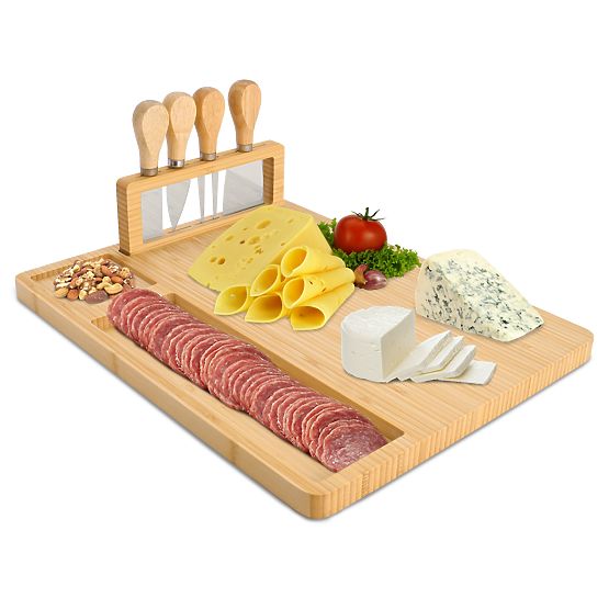 Salers sajtos és snack tálaló deszka evőeszközökkel