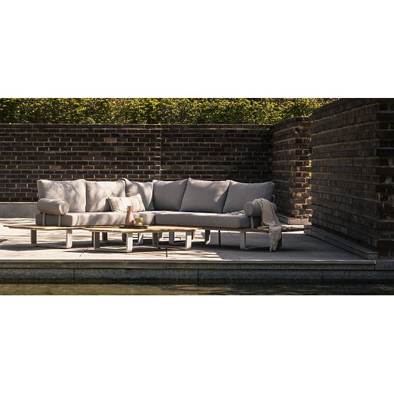 San Piero kerti sarok ülőgarnitúra asztallal, teak FSC fa, szürke/természetes