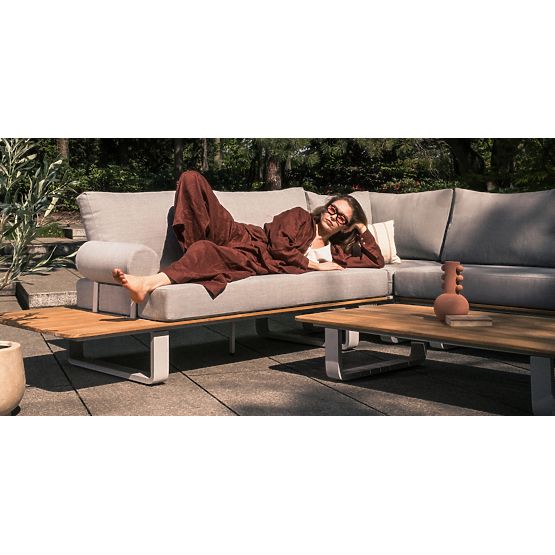 San Piero kerti sarok ülőgarnitúra asztallal, teak FSC fa, szürke/természetes