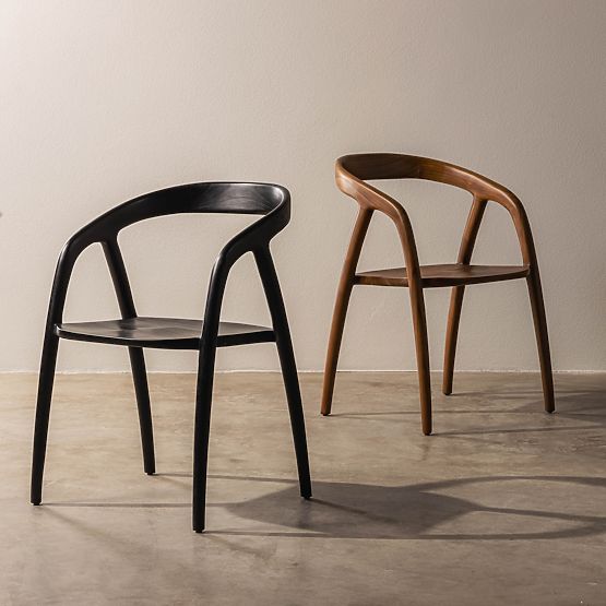 Sande fa étkezőszék, lekerekített, fekete, tíkfa