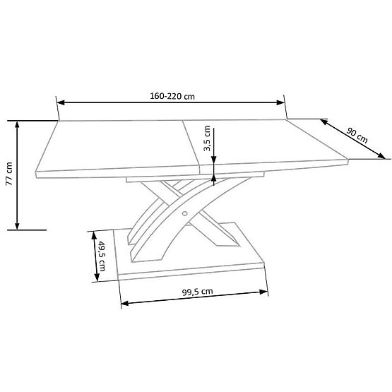 SANDOR 3 kihúzható asztal, lap - arany tölgy, lábak - arany tölgy / fekete (3p=1db)