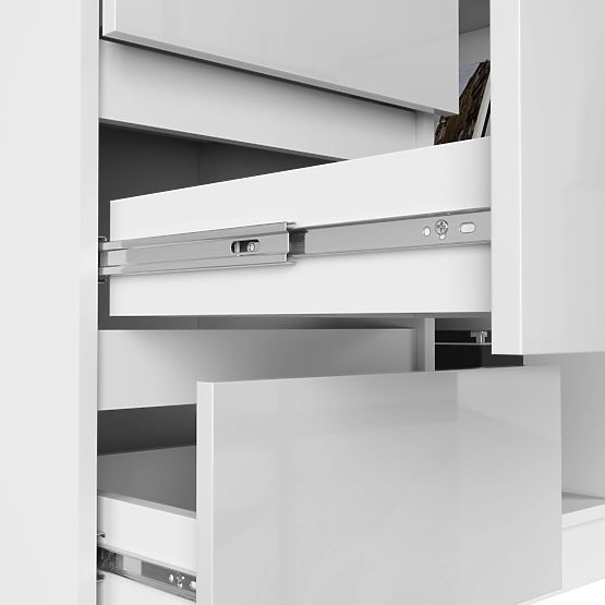 SAROK ÍRÓASZTAL B16 124 cm BAL 3 FIÓK PK FEHÉR / FEHÉR FÉNYES