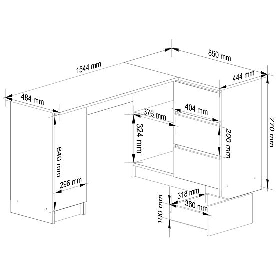 SAROK ÍRÓASZTAL B20 CLP JOBBOS PK FEHÉR / SONOMA