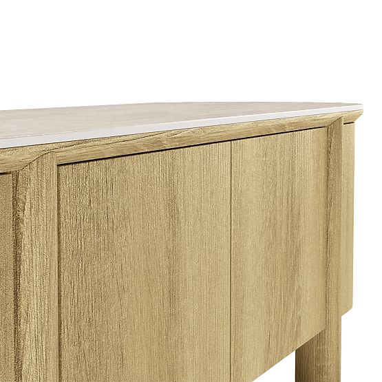 Segretto négyajtós, lekerekített TV-szekrény, természetes tölgy, travertin