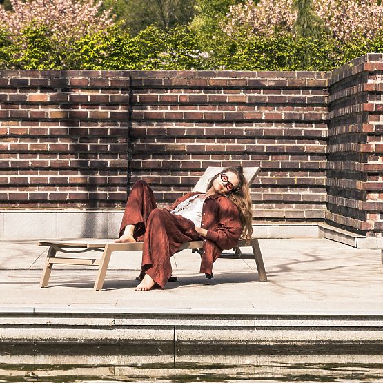 Shelly állítható kerti nyugágy, alumínium, bézs