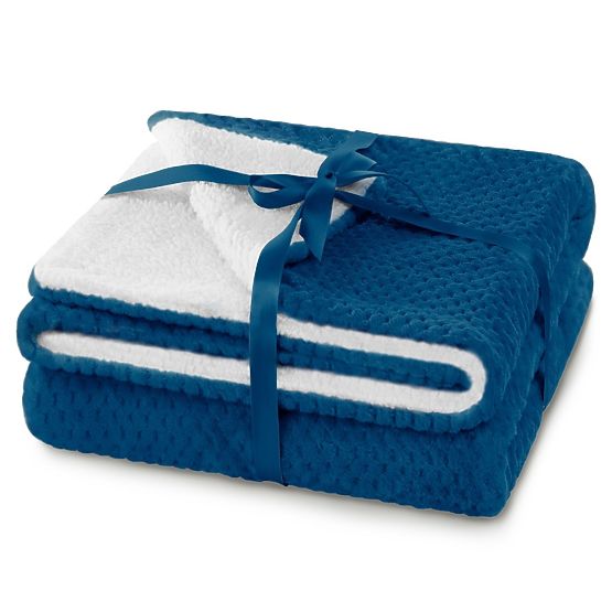 SHLEEPY ágytakaró indigo színben, jacquard mintás, klasszikus stílusú, 130x180