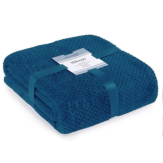 SHLEEPY ágytakaró indigo színben, jacquard mintás, klasszikus stílusú, 130x180