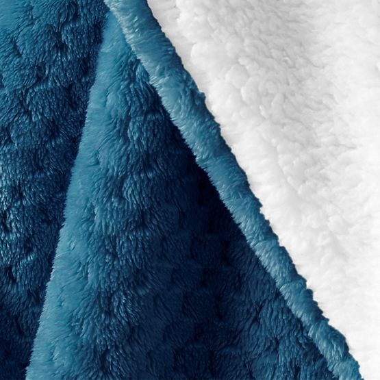 SHLEEPY ágytakaró indigo színben, jacquard mintás, klasszikus stílusú, 130x180