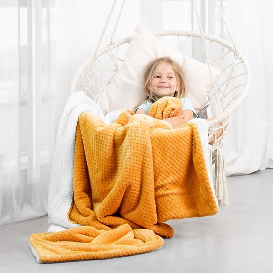 SHLEEPY narancssárga ágytakaró jacquard mintával, klasszikus stílus, 170x210