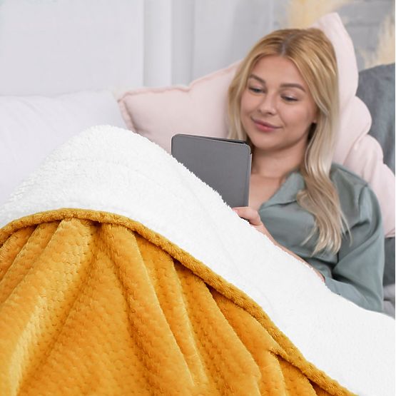 SHLEEPY narancssárga jakard dombornyomott klasszikus stílusú takaró 130x180