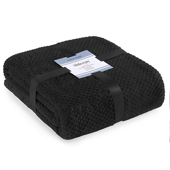 SHLEEPY takaró fekete, jacquard mintával, klasszikus stílusú 130x180
