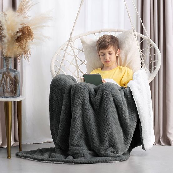 SHLEEPY takaró grafit színű, jacquard mintás, klasszikus stílusú 170x210
