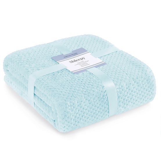 SHLEEPY takaró világoskék színben, jacquard mintával, klasszikus stílusban, 70x150
