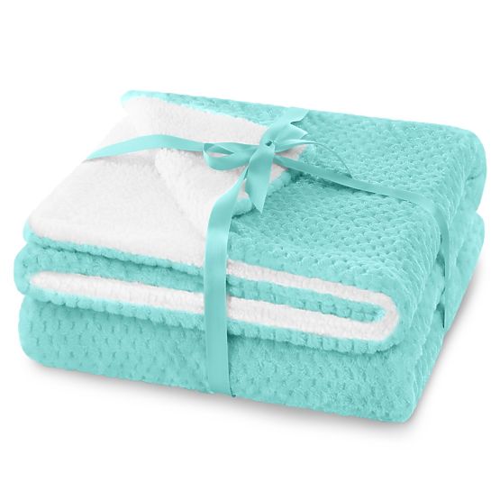 SHLEEPY türkiz takaró jacquard mintával, klasszikus stílusban 220x240