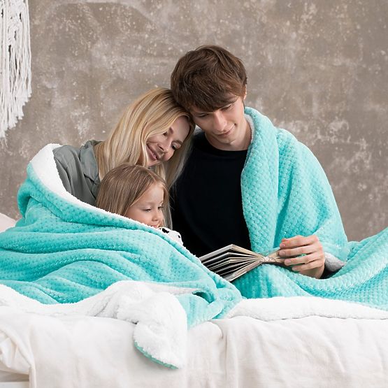 SHLEEPY türkiz takaró jacquard mintával, klasszikus stílusban 220x240