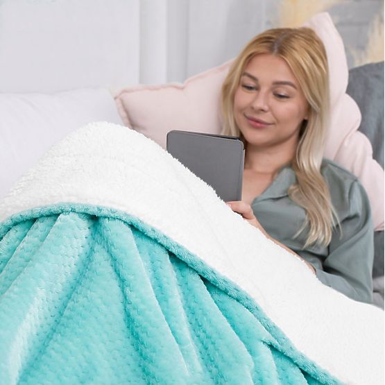 SHLEEPY türkiz takaró jacquard mintával, klasszikus stílusban 220x240