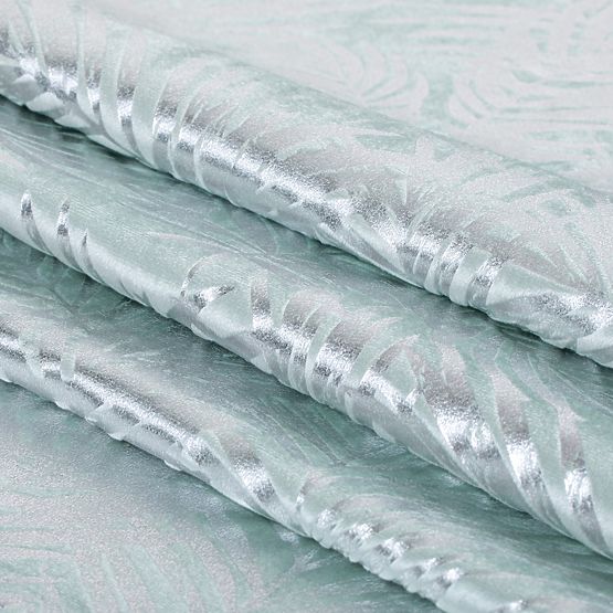 SILVERLEAVES függöny menta szín nyomtatott glamour stílus ezüst ringlik bársony 140x245 AmeliaHom