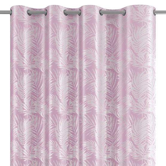 SILVERLEAVES függöny púderrózsaszín nyomtatott glamour stílus ezüst karikák bársony 140x245 Ameli