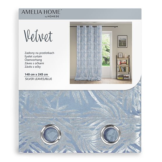 SILVERLEAVES FÜGGÖNY világoskék szín nyomtatott glamour stílus ezüst ringlik bársony 140x245 AmeliaH