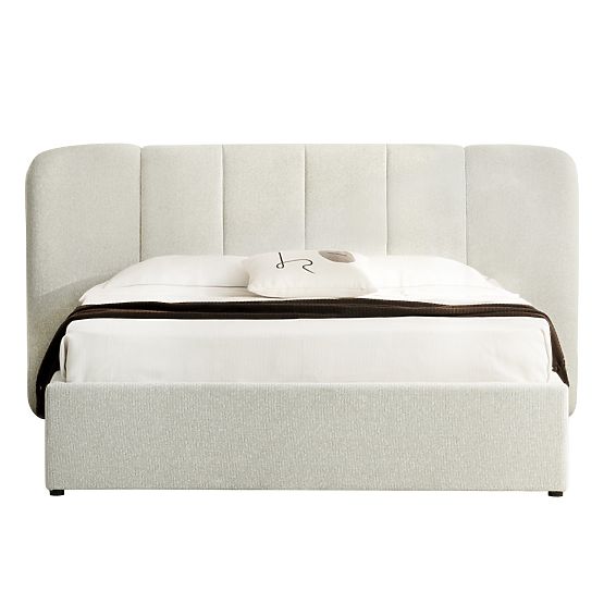 Snoovia kárpitozott ágy 160x200 cm, ráccsal és tárolóhellyel, világos bézs