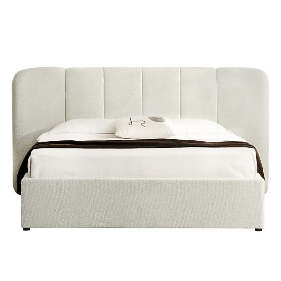 Snoovia kárpitozott ágy 160x200 cm, ráccsal és tárolóhellyel, világos bézs