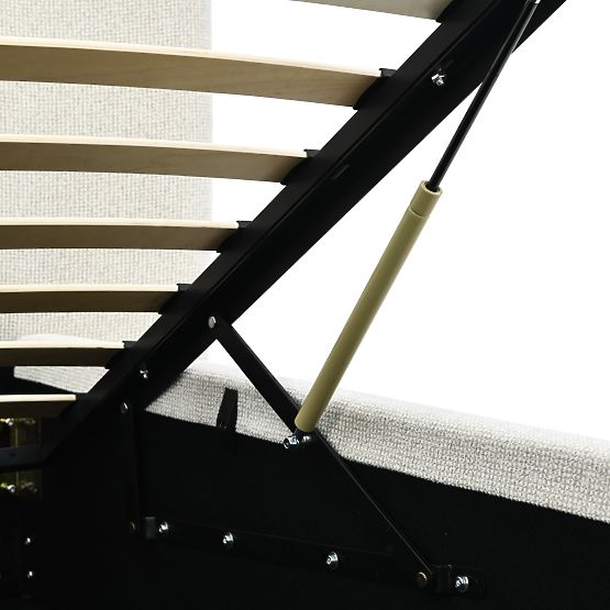 Snoovia kárpitozott ágy 160x200 cm, ráccsal és tárolóhellyel, világos bézs