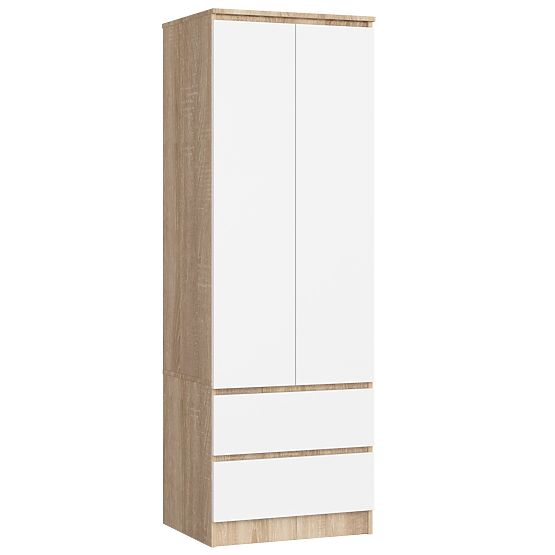 STAR RUHASSZEKRÉNY 60 cm 2 AJTÓ 2 FIÓK SONOMA / FEHÉR