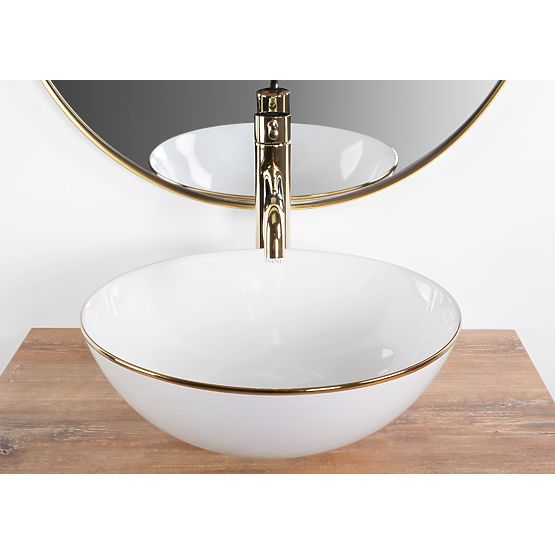 Stella fehér kerámia mosdókagyló arany szegéllyel