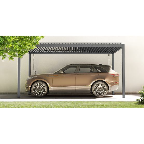 Szabadon álló Antilla alumínium kerti pergola, 5x3 m, bioklimatikus, mozgatható lamellákkal, antraci