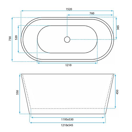 Szabadon álló kád Rea MILANO 150
