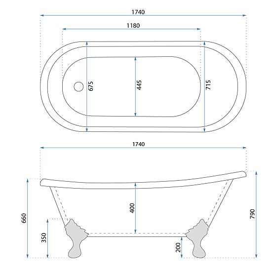 Szabadon álló kád Rea Sparta 175