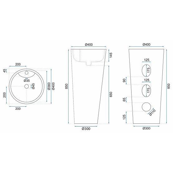 Szabadon álló kerámia mosdókagyló Blanka Natural Matt Márvány