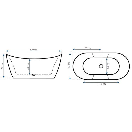 Szabadon álló Rea Ferrano Slim 170 kád