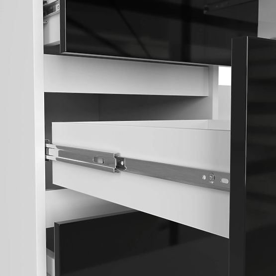 SZÁMÍTÓGÉPASZTAL A-11 135 cm 6 FIÓK FEHÉR / FEKETE FÉNYES