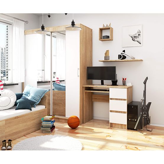 SZÁMÍTÓGÉPASZTAL A-6 90 cm JOBB SONOMA TÖLGY / FEHÉR