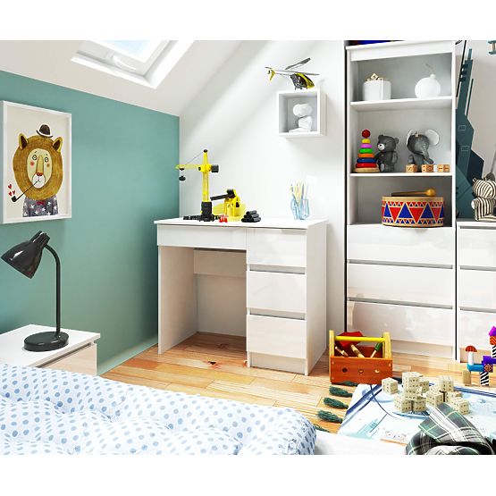 SZÁMÍTÓGÉPASZTAL A-7 90 cm JOBB PK FEHÉR / FEHÉR FÉNYES