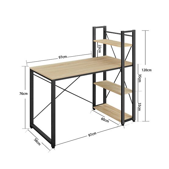 Számítógépasztal polccal és állítható lábakkal sonoma tölgy