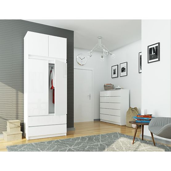 SZEKRÉNY FELÉPÍTMÉNNYEL S90 2D 2SZ CLP PK FEHÉR FÉNYES