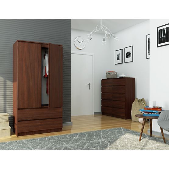 SZEKRÉNY S 90 cm 2 AJTÓ 2 FIÓK PK WENGE