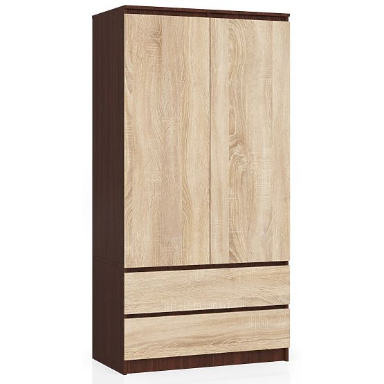 SZEKRÉNY S 90 cm 2 AJTÓ 2 FIÓK PK WENGE / SONOMA