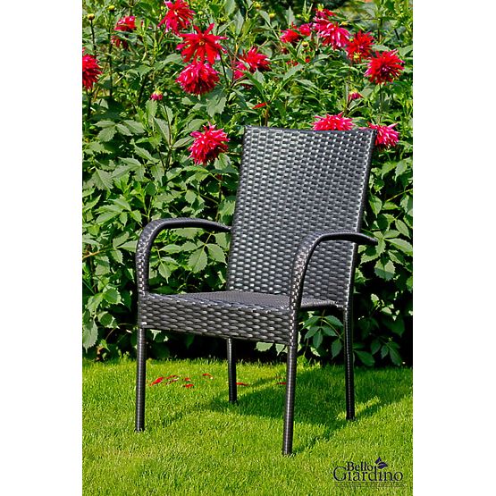 Technorattan étkező bútor szett (asztal 150×90 cm + 6 szék) AVVICENTE, fekete