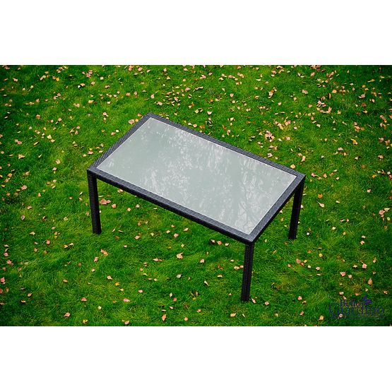 Technorattan étkező bútor szett (asztal 150×90 cm + 6 szék) AVVICENTE, fekete