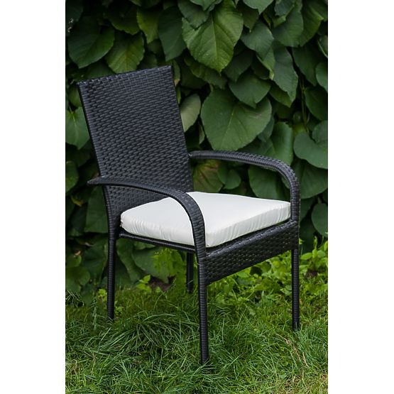 Technorattan étkező bútor szett (asztal 150×90 cm + 6 szék) AVVICENTE, fekete