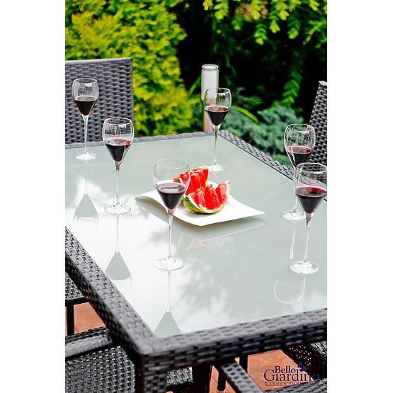 Technorattan étkezőgarnitúra (asztal 150x90cm + 6 szék) AVVICENTE szürke