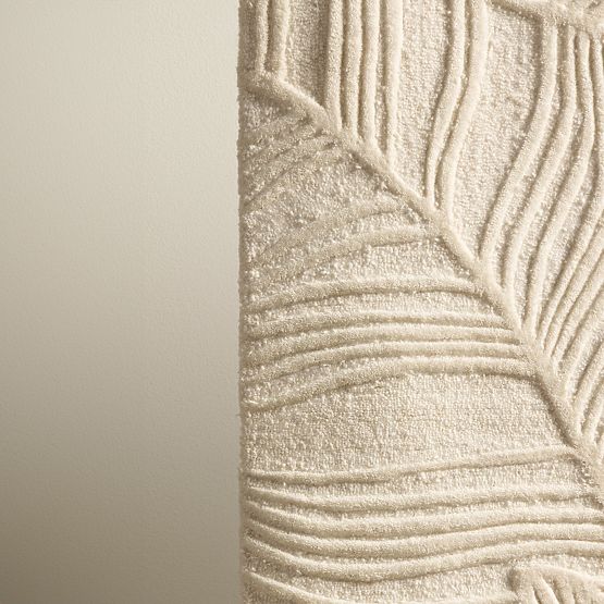 Téglalap alakú Mona tuftált szőnyeg, gyapjú, krémszínű, levelek, Szőnyeg mérete: 160x230